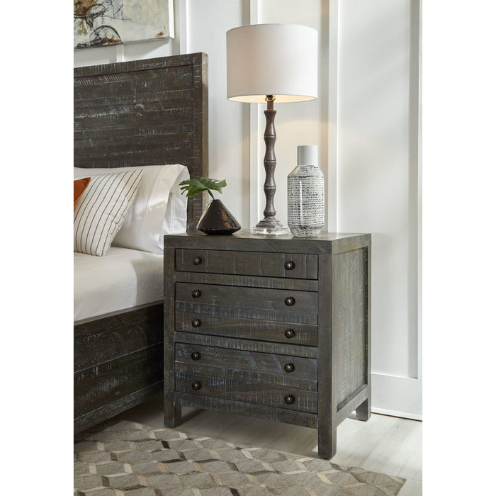 Modus Furniture Townsend Solid Wood Three Drawer Nighstand in Gunmetal 655450256172 8TR981 Main Image