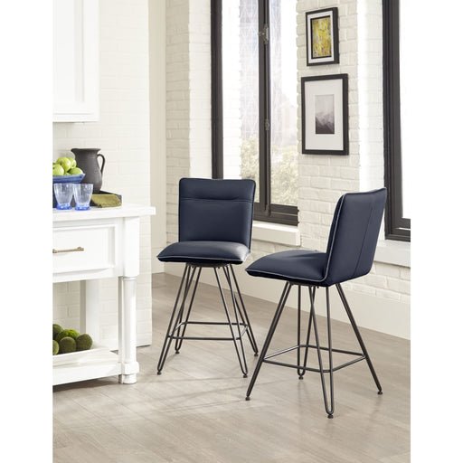 Modus Furniture Demi Hairpin Leg Swivel Counter Stool in Cobalt 655450172717 9LE870D Main Image