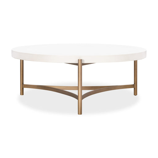 Modus Furniture Lyon Round White Concrete and Metal Coffee Table 655450406133 A8N121 Image 1