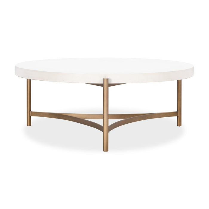 Modus Furniture Lyon Round White Concrete and Metal Coffee Table 655450406133 A8N121 Image 1