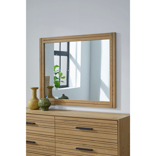 Modus Furniture Batten Solid Wood and Mirrored Glass Wall or Dresser Mirror in Blonde Oak 655450418549 NERM83 Main Image