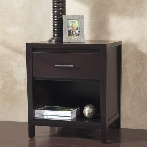 Modus Furniture Nevis One Drawer Nightstand in Espresso 655450119262 NV2381 Main Image