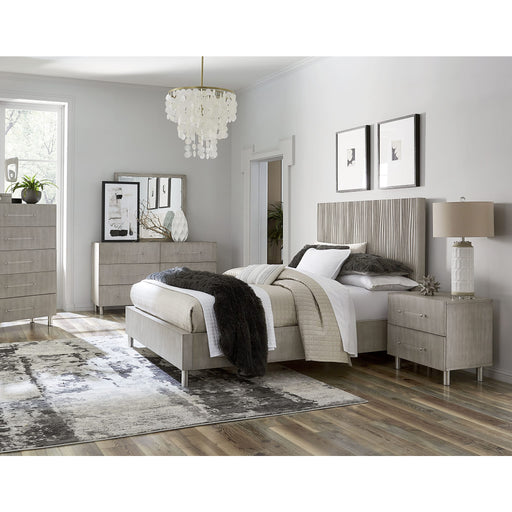 Modus Furniture Argento Wave-Patterned Bed in Misty Grey  9DM8H  Image 1