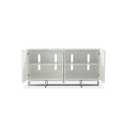 Modus Furniture Eliza Cracked Glass Sideboard in Brushed Stainless in White and Brushed Stainless Steel 655450349966 5WT778 Image 1