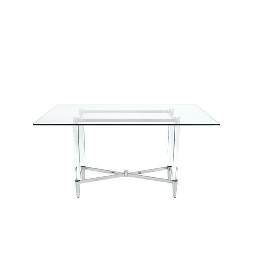 Modus Furniture Marilyn Glass Top Dining Table in Polished Stainless Steel and Clear Acrylic 655450362996 4RV260 Main Image