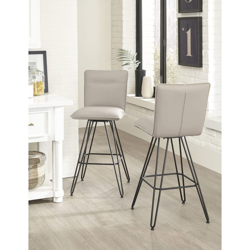 Modus Furniture Demi Hairpin Leg Swivel Bar Stool in Taupe 655450172687 9LE268D Main Image