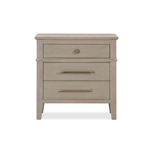 Modus Furniture Camden Three Drawer Oak Wood Nightstand in Chai 655450436628 QATK81B Image 1