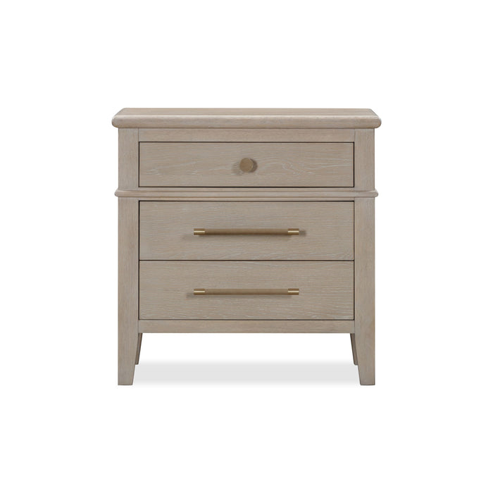 Modus Furniture Camden Three Drawer Oak Wood Nightstand in Chai 655450436628 QATK81B Image 1