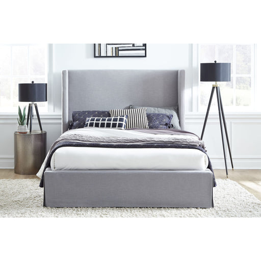 Modus Furniture Cresta Upholstered Skirted Panel Bed in Fog  CBA9H 2 Image 1