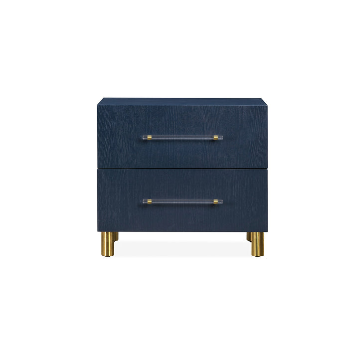 Modus Furniture Argento Two Drawer USB Charging Nightstand in Navy Blue and Burnished Brass 655450368257 9DKB81 Image 5