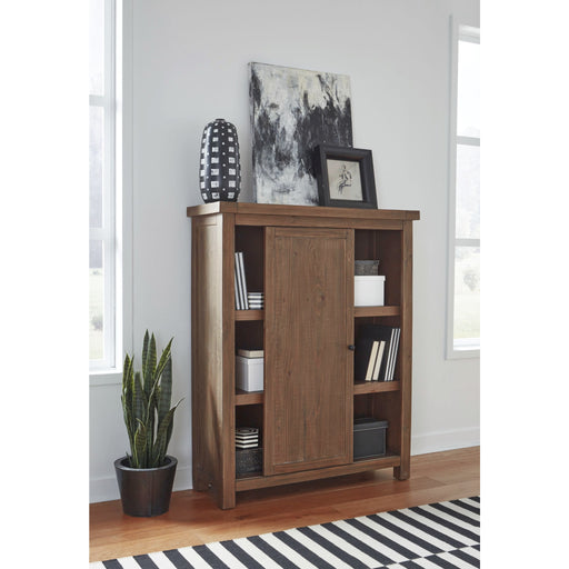 Modus Furniture Autumn Sliding Door Bookcase in Flint Oak 655450342691 8FJ819BS Image 1