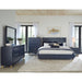 Modus Furniture Argento Wave-Patterned Bed in Navy Blue and Burnished Brass  9DKBH  Image 2