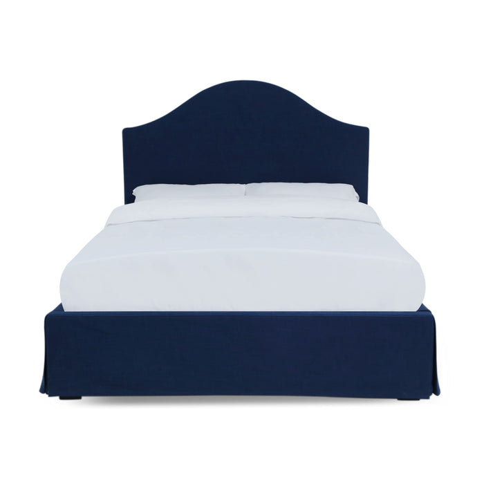 Modus Furniture Sur Upholstered Skirted Panel Bed in Navy  CBD5H 6 Image 4