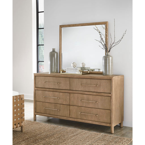 Modus Furniture Dorsey Solid Wood and Glass Mirror in Granola 655450421440 NSPV83 Image 1