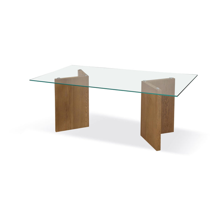 Modus Furniture One Modern Coastal Glass Top Dining Table in White Oak 655450404450 JVLH61 Image 1