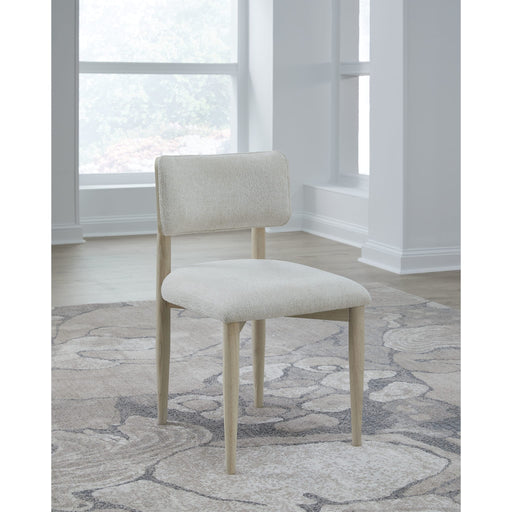 Modus Furniture Zinnia Wood Back Dining Chair in White Sand and Dune Chenille 655450464010 RSTP63 Main Image