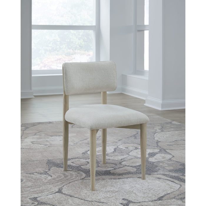 Modus Furniture Zinnia Wood Back Dining Chair in White Sand and Dune Chenille 655450464010 RSTP63 Main Image