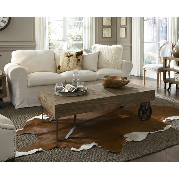 Modus Furniture Coalburn Reclaimed Wood Rectangular Coffee Table in Russett Brown 655450170553 8QQ521 Main Image