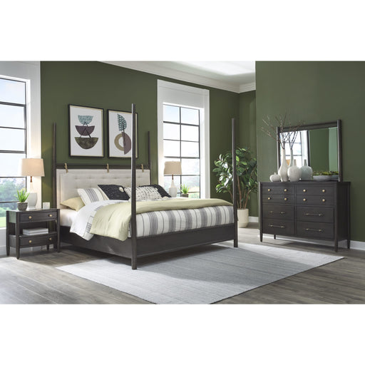 Modus Furniture Rockport Upholstered Poster Bed in Yin and Turtle Dove Linen  QBTSJ  Image 5