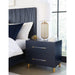 Modus Furniture Argento Wave-Patterned Bed in Navy Blue and Burnished Brass  9DKBH  Image 3