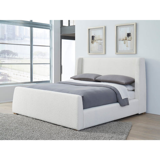 Modus Furniture Presley Upholstered Wingback Platform Bed in Cottage Cheese Boucle  PCMZH  Image 1