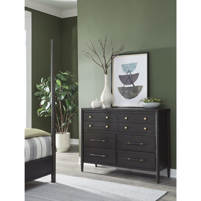 Modus Furniture Rockport Eight Drawer Oak Wood Dresser in Yin 655450437984 QBTS82T Main Image