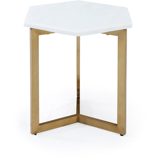 Modus Furniture Eliza Hexagonal End Table in White Marble and Gold Brushed Stainless Steel  655450489761 5WHJ22 Image 1