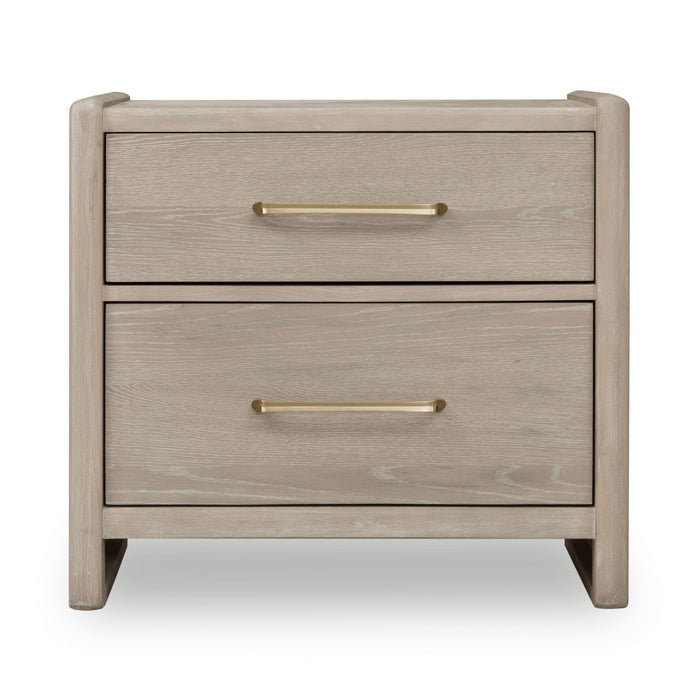 Modus Furniture Gardenia 2 Drawer Oak Wood Nightstand in Chai 655450465673 SDTK81 Image 2