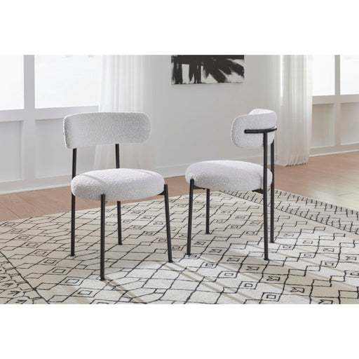 Modus Furniture Aere Boucle Upholstered Metal Leg Dining Chair in Ivory and Black 655450393334 MZEZ63 Main Image