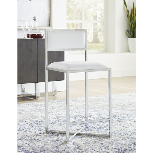 Modus Furniture Amalfi X-Base Counter Stool in White Leather 655450280009 1AA470X Main Image