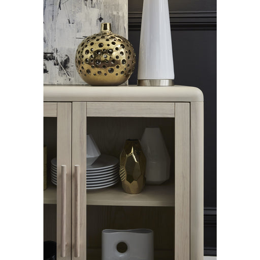 Modus Furniture Liv Glass Door Ash Wood Sideboard in White Sand 655450444166 QHTP79 Image 1