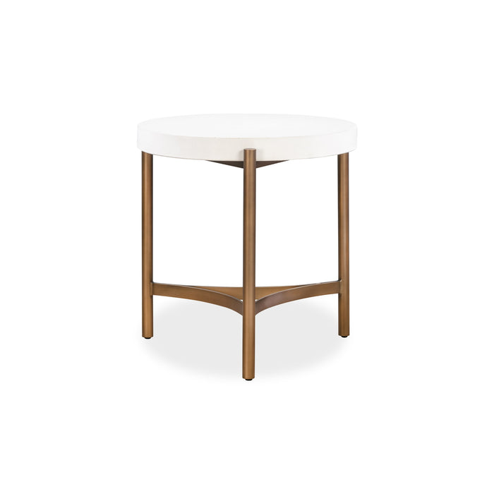 Modus Furniture Lyon Round White Concrete and Metal Side Table 655450406164 A8N122 Image 1