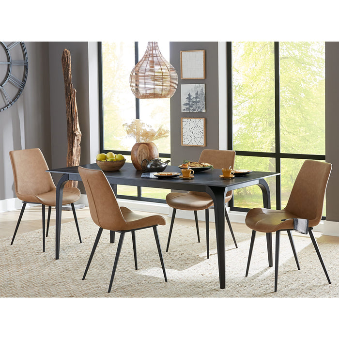 Modus Furniture Nicoya Upholstered Dining Chair in Buckskin Synthetic Leather and Black 655450372872 LJLF63 Image 2