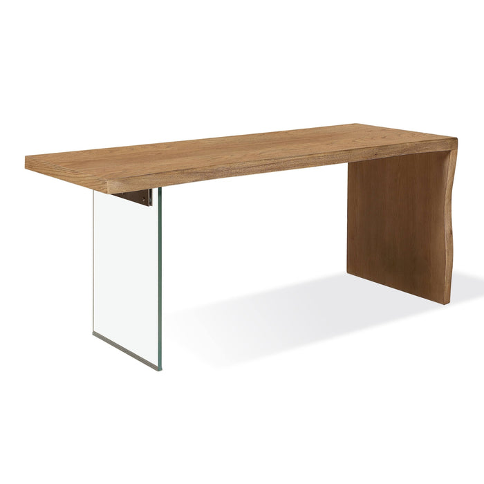 Modus Furniture One Modern Coastal Writing Desk  in White Oak and Glass 655450404603 JVLH11 Image 1