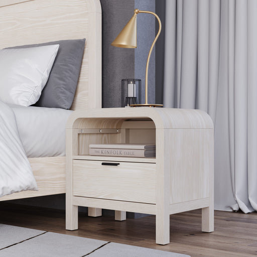 Modus Furniture Drake One Drawer One Shelf USB-Charging Nightstand in Sugar 655450401619 NKNF81B Main Image