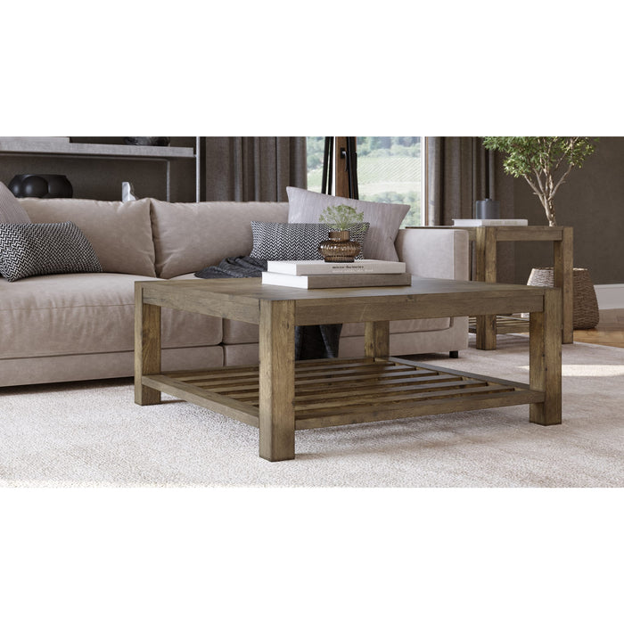 Modus Furniture Canyon Solid Wood Square Coffee Table in Washed Grey 655450170973 3E8721S Image 1