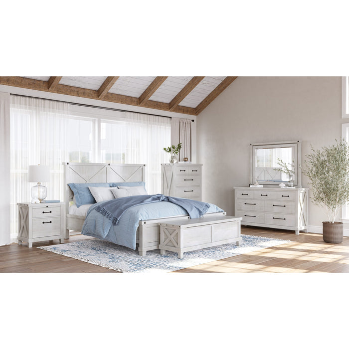 Modus Furniture Yosemite Solid Wood Footboard Storage Bed in Rustic White  7YKJD  Image 5