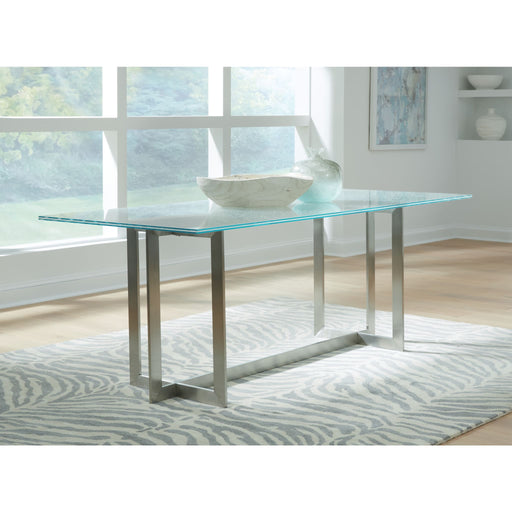 Modus Furniture Eliza Cracked Glass Dining Table in Brushed Stainless Steel 655450349904 5WT760 Main Image