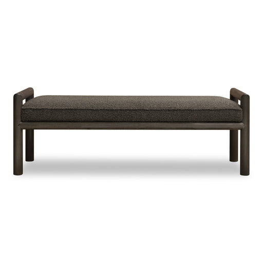 Modus Furniture Dorsey Boucle Upholstered Wooden Bench in Basalt Grey and Pumpernickel 655450430084 NSU588 Image 1