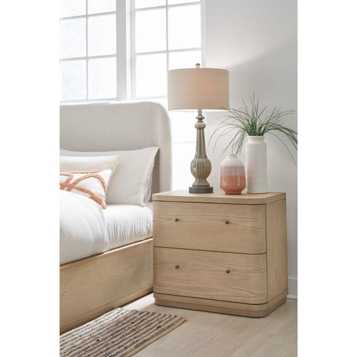 Modus Furniture Penny Two Drawer White Ash Nightstand in Buff Cream  655450455896 QXUL81 Main Image