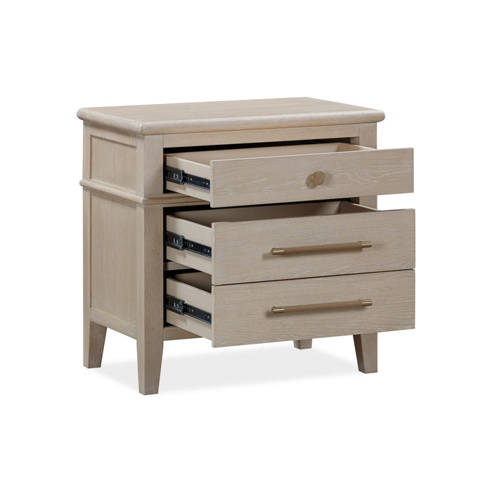 Modus Furniture Camden Three Drawer Oak Wood Nightstand in Chai 655450436628 QATK81B Image 3