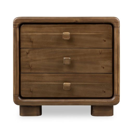 Modus Furniture Boka Three Drawer Acacia Wood Nightstand in Impala  655450474743 TVXU81B Main Image