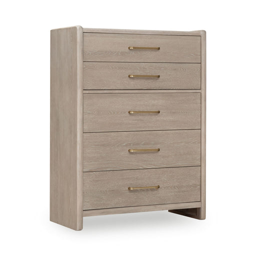 Modus Furniture Gardenia Five Drawer Oak Wood Chest in Chai 655450465703 SDTK84 Image 1