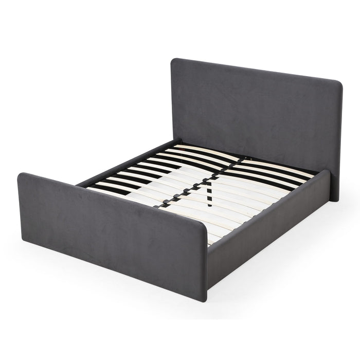 Modus Furniture Elora Fully Upholstered Platform Bed in Charcoal Velvet  PRRZH  Image 5