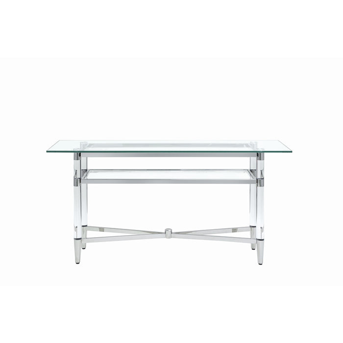 Modus Furniture Marilyn Glass Top Dining Server in Polished Stainless Steel and Clear Acrylic 655450381249 4RV279 Image 3