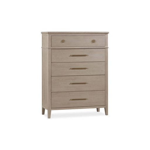 Modus Furniture Camden Five Drawer Oak Wood Chest in Chai 655450436659 QATK84 Image 1