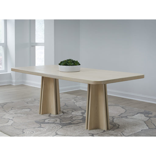 Modus Furniture Zinnia Ash Wood Double Pedestal Dining Table in White Sand 655450463952 RSTP60 Main Image