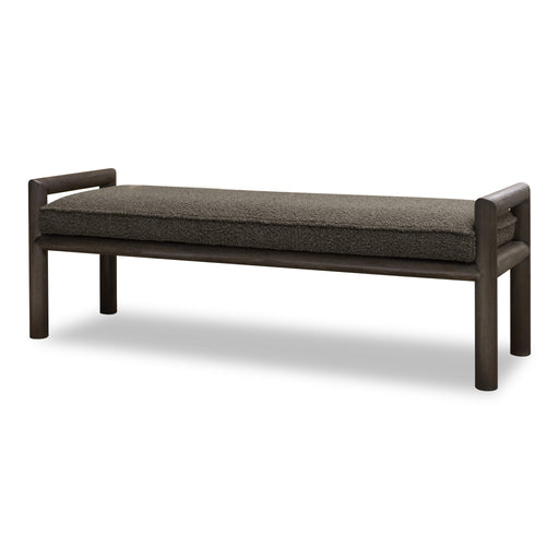 Modus Furniture Dorsey Boucle Upholstered Wooden Bench in Basalt Grey and Pumpernickel 655450430084 NSU588 Main Image