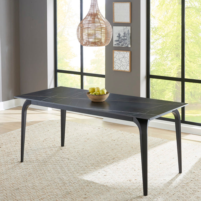 Modus Furniture Nicoya Stone Top Rectangular Dining Table in Black Stone and Black Metal 655450372841 LJLF60 Main Image