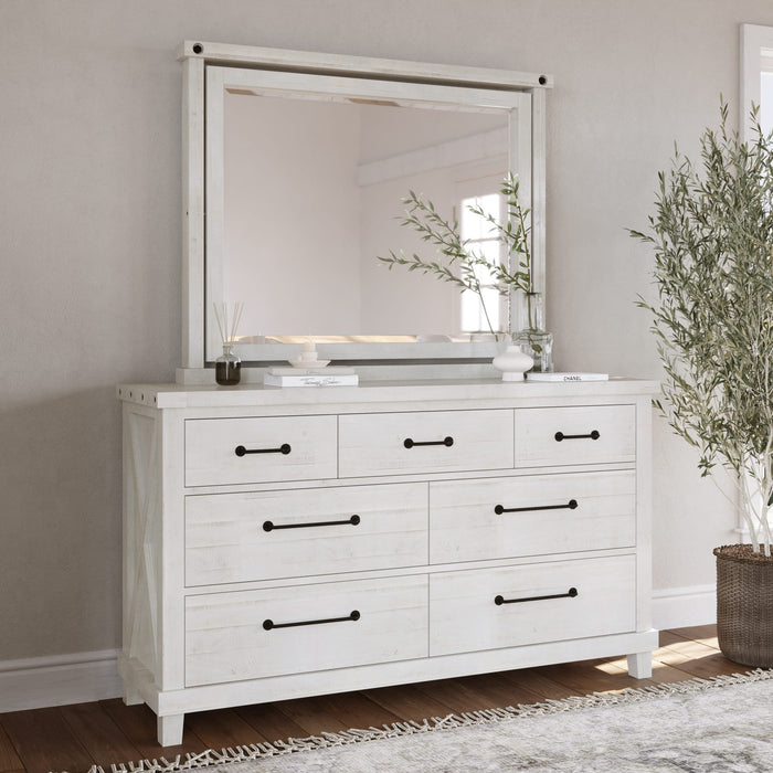 Modus Furniture Yosemite Solid Wood Mirror in Rustic White 655450371769 7YKJ83 Image 2